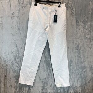 Perry Ellis Men's Pants 30 x 30 White Linen Cotton Blend Straight Leg
